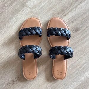 A New Day Black Double Strap Sandals
